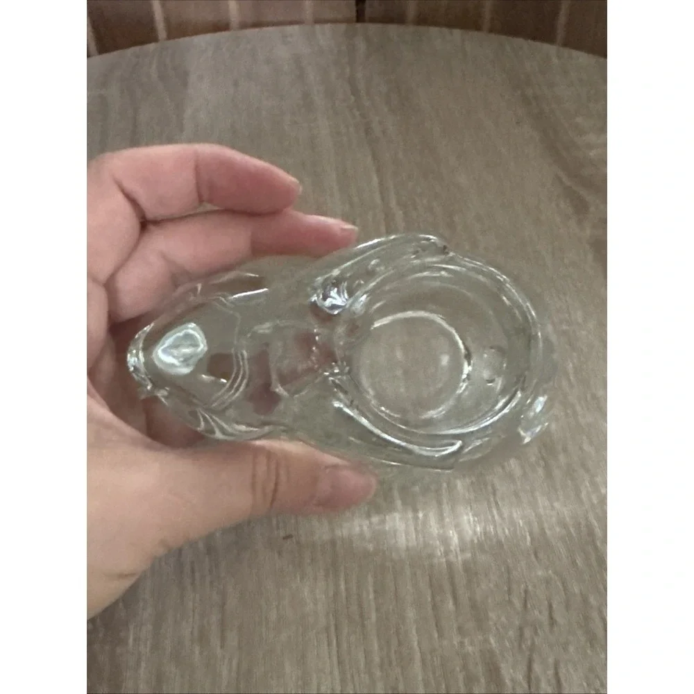 Vintage Indiana Glass Bunny Clear/Heavy Votive Holder Everyday/ Easter Decor